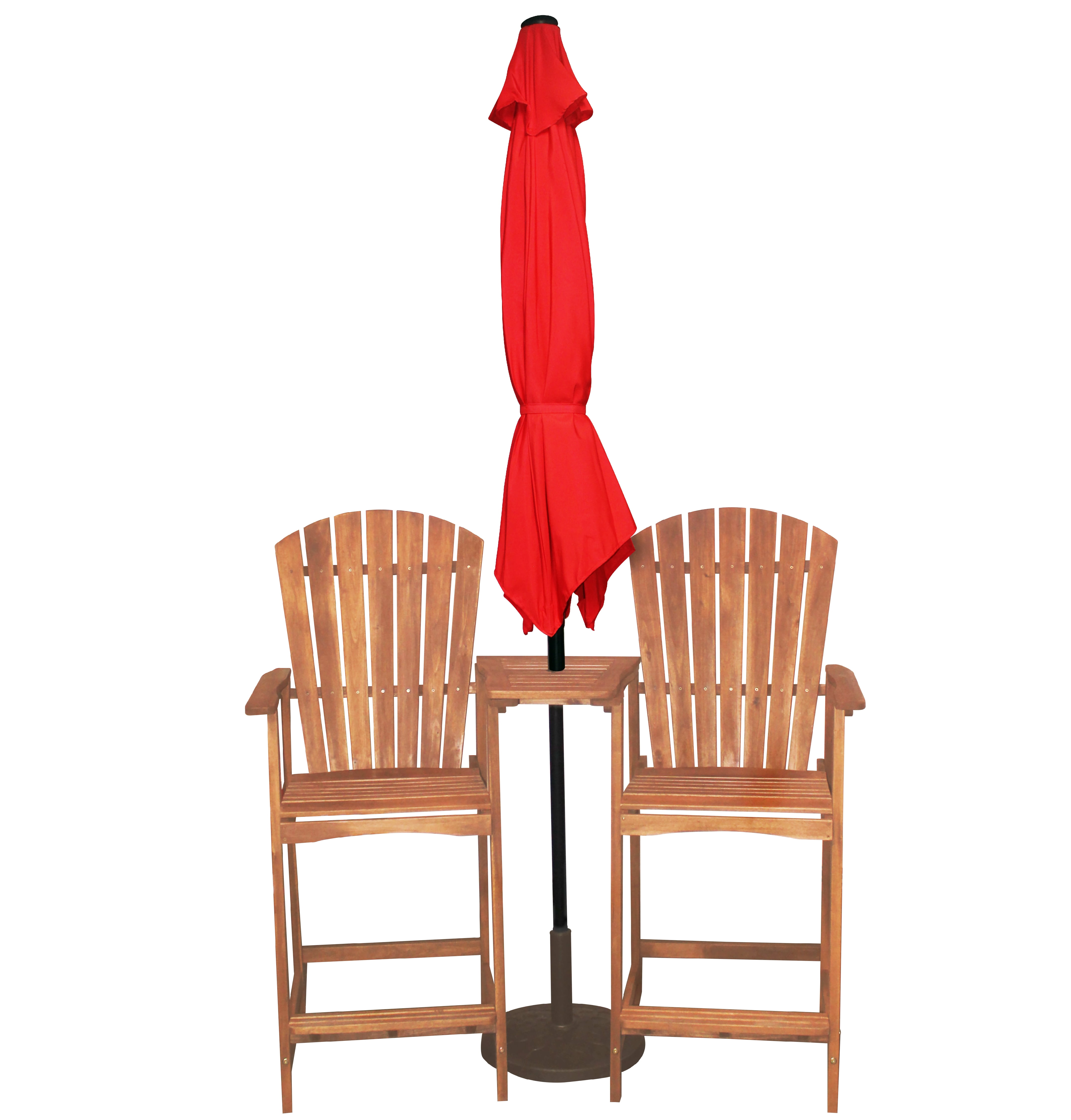Leigh Country TX 94128 Red 9 Ft Diameter Adjustable Height Solar Powered LED Patio Umbrella