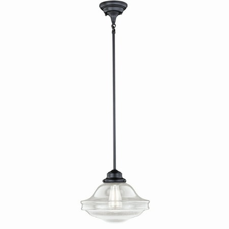 

Vaxcel Huntley 1 Light Bronze Farmhouse Schoolhouse Pendant Clear Glass