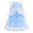thumbnail image 3 of IBTOM CASTLE Kids Girls Cinderella Princess Cosplay Costume Dress&Accessories Party Carnival Fancy Dress up Long Evening Gown 9-10 Years Blue-Sequin Butterfly, 3 of 8