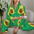 thumbnail image 6 of Picia Cartoon Fruit 1 Pattern Women’s Long-Sleeve Sleepwear Set - Soft 2-Piece Loungewear with Pockets, Comfy PJs for Relaxing Nights-Small, 6 of 7