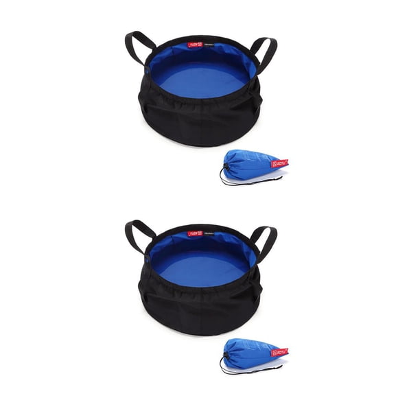 Yuarrent Cubo de agua al aire libre 8.5L Bolsa de viaje plegable portátil Contenedor de almacenamiento de gran capacidad reutilizable de nailon Azul 2Conjunto