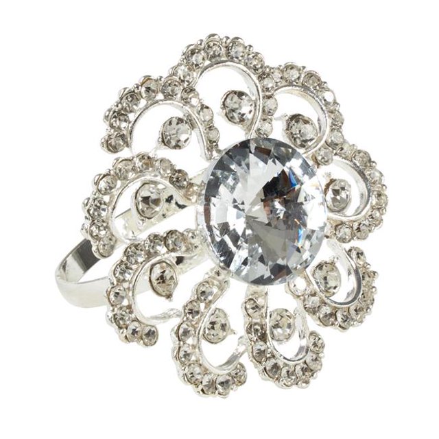 SARO NR420.S Bijou de Serviette Florale Argent - Lot de 4