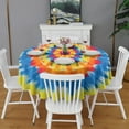 thumbnail image 2 of Colorful Tie Dye Mandala Round Tablecloth 60"x60",Wrinkle Wipeable Table Cloth for Kitchen Dining Room Picnic Patio Party, 2 of 6
