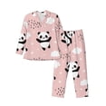 thumbnail image 1 of Fotbe Panda Pijama de Hombre con Estampado de Manga Larga, Conjunto de 2 Piezas, Ropa de Dormir Suave y Cómoda con Bolsillos-Small, 1 of 7