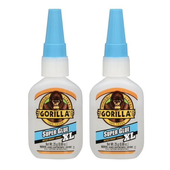 Super Glue Gorilla XL, 25 g, transparente, multiusos, paquete de 2