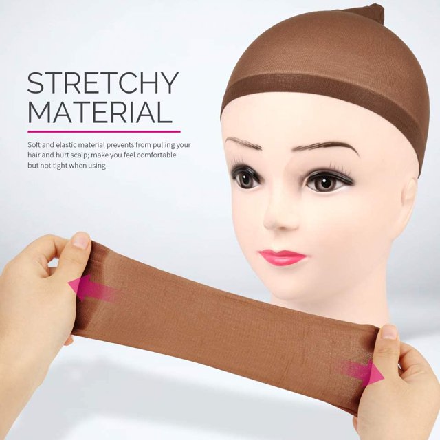 6 Piezas Gorro de Peluca Gorro de Peluca de Mujer Gorro de Peluca de Nylon Gorro de Peluca Elástico para Mujeres y Hombres Marrón, LingWen 9024715762412
