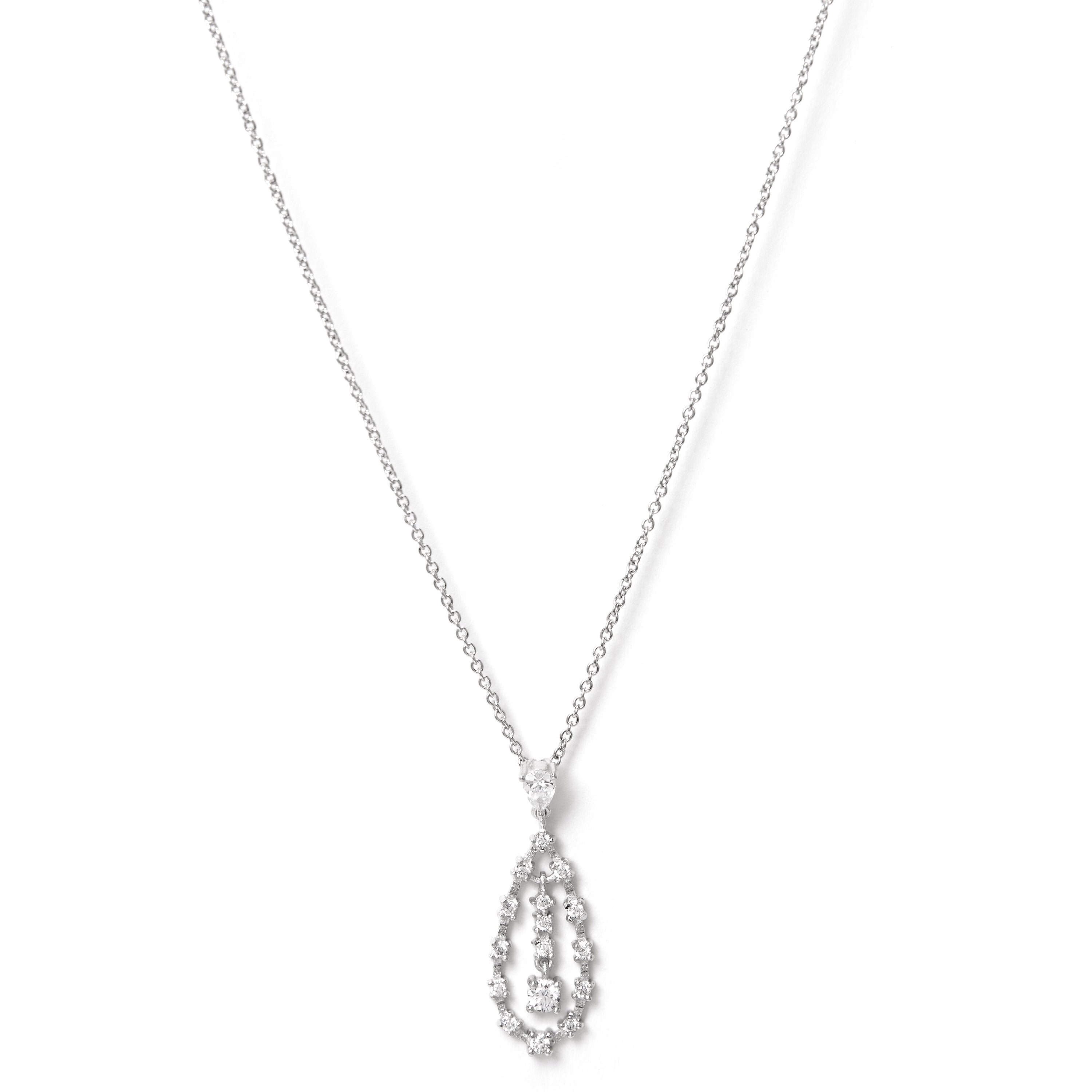 Rivka Friedman Rhodium Simulated Diamond Pendant Necklace - Walmart.com