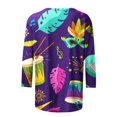 thumbnail image 5 of Outfmvch Chemises Mardi Gras pour Femmes, Manches 3/4 Hauts pour Femmes, Tenue Mardi Gras pour Femmes, Blouses pour Femmes, Hauts d'Entraînement pour Femmes, Tunique Graphique de Carnaval Manches 3/4 Col Rond Blouse Bleue 5TG, 5 of 5