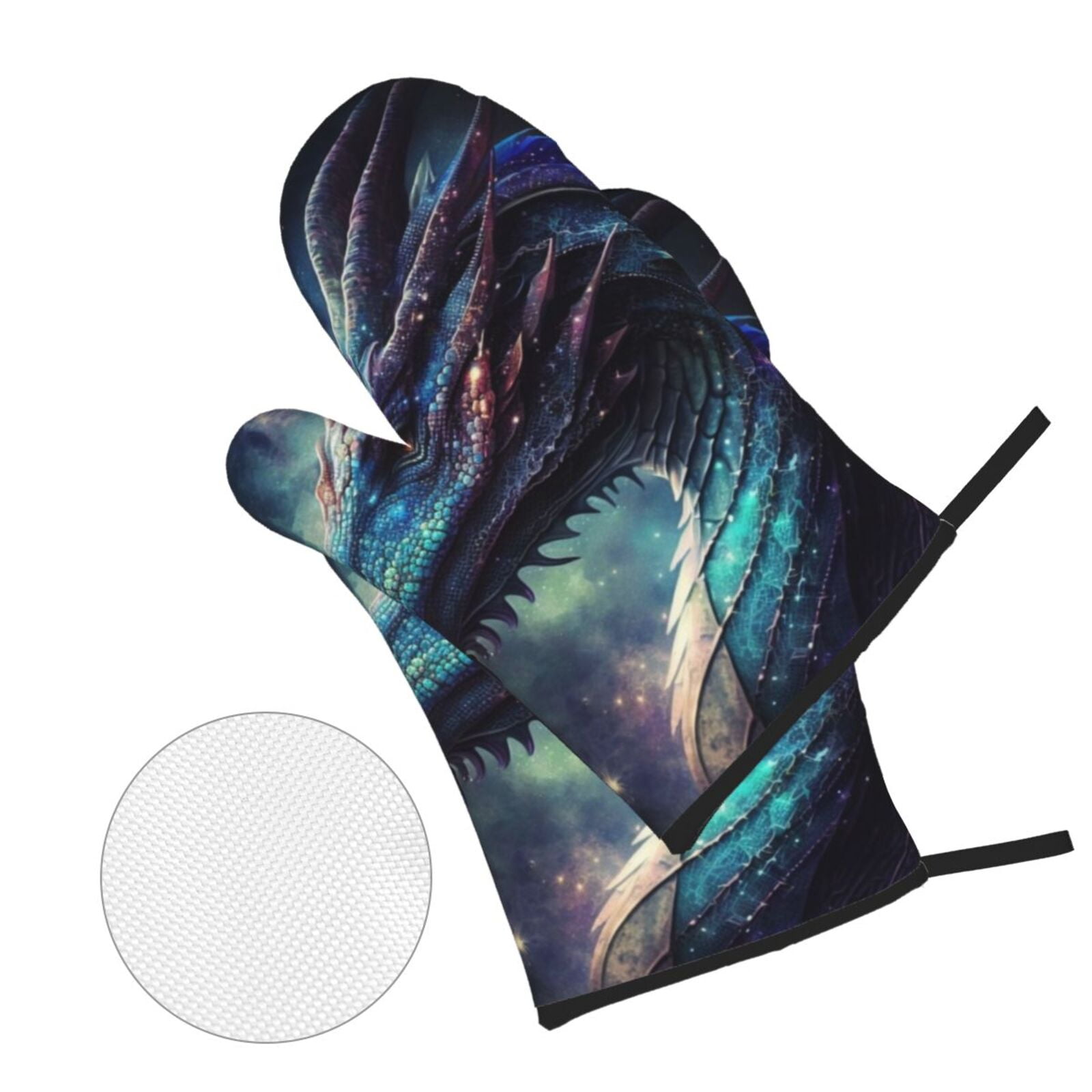 Dragon Cool Art Galaxy 4Pcs Oven Mitts and Pot Holders Sets Oven Kitchen Gloves Hot Pads for Cooking BBQ Baking Grilling