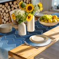 thumbnail image 4 of Navy Blue Ombre Round 13 Inch Placemats Set of 2, Modern Moire Wave Gradient HeatResistant Non Slip Place Mats for Dining Table, Wipeable Braided Kitchen Table Mats for Housewarming, 4 of 9