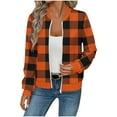 thumbnail image 3 of LWITHSZG Womens Bomber Jacket Christmas Fall Winter Fashion Waffle Plaid Jackets Long Sleeve Going Out Tops Full Zip up Coat with&nbsp;Pockets Size XL, 3 of 6