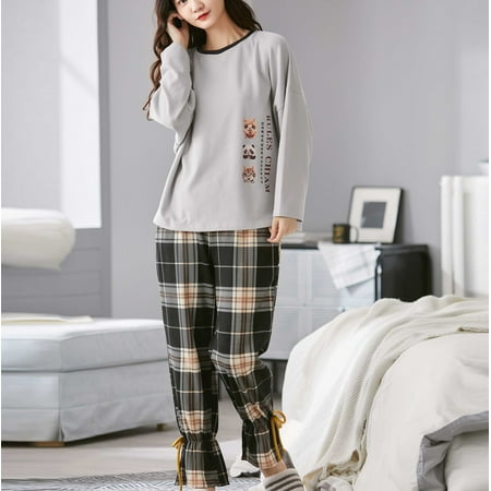 

Pajamas For Women Print Sets Wear Lounge Wear Pocket Home Sleep Set Tops+Pants Womens Pajama Sets Womens Fall Fashion 2022