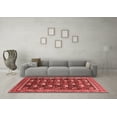 thumbnail image 3 of Ahgly Company Machine Washable Indoor Round Oriental Red Industrial Area Rugs, 8' Round, 3 of 4