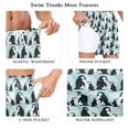 thumbnail image 5 of FORMRS Mens Swim Trunks Mesh Liner Quick Dry Casual Beach Board Shorts with Pockets, Sizes S-2XL, Green Penguins Pattern, 5 of 9