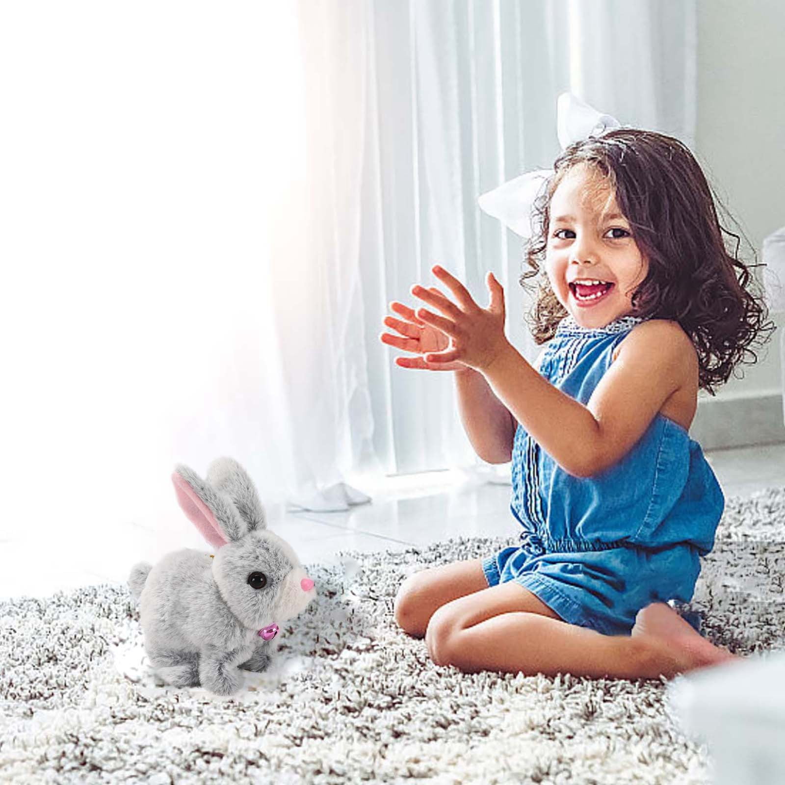 Realistic Easter Bunny Plush Toy, Moving Jumping Ears Stuffed Animal Robot Rabbit, Interactive Electric Pet for Kids, Lifelike Plushie, Easter Basket Stuffer, Birthday Gift, Graduation Presents