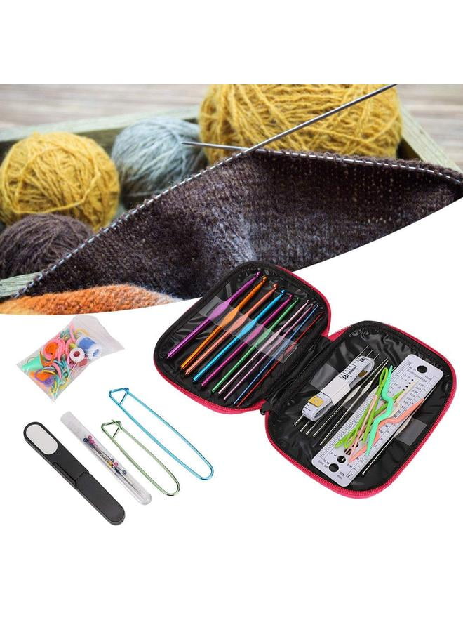 100-Piece Crochet Weaving Tool Kit Multicolour， Metal Crochet Hook Set Sweater Knitting Tool Crochet Set Needles Sewing Tools Kit with DIY Accessories