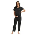 thumbnail image 3 of Women's Maternity Nursing Pajamas Set Zipper Breastfeeding Sleepwear Set Soft Short Sleeve Tops with Long Pants 2 Piece Pregnancy Loose Loungewear Pjs Set S-3XL, 3 of 7