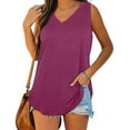 thumbnail image 4 of Fanxing Womens Summer Tank Tops Dressy Casual V Neck Tunic Blouses Flowy Sleeveless T-Shirt Purple,XXXL, 4 of 7