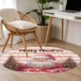thumbnail image 4 of Round Rugs 3Ft, Pink Santa Christmas Round Area Rug Washable Indoor Throw Carpet, Xmas Tree Winter Snowflake Gifts Small Non Slip Circle Rug for Bedroom Living Room Home Decor Aesthetic, 4 of 8