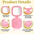 thumbnail image 3 of Uxcell 2 Pcs Cepillos de Cabello Plegables con Espejo, Rosa y Café, 3 of 7