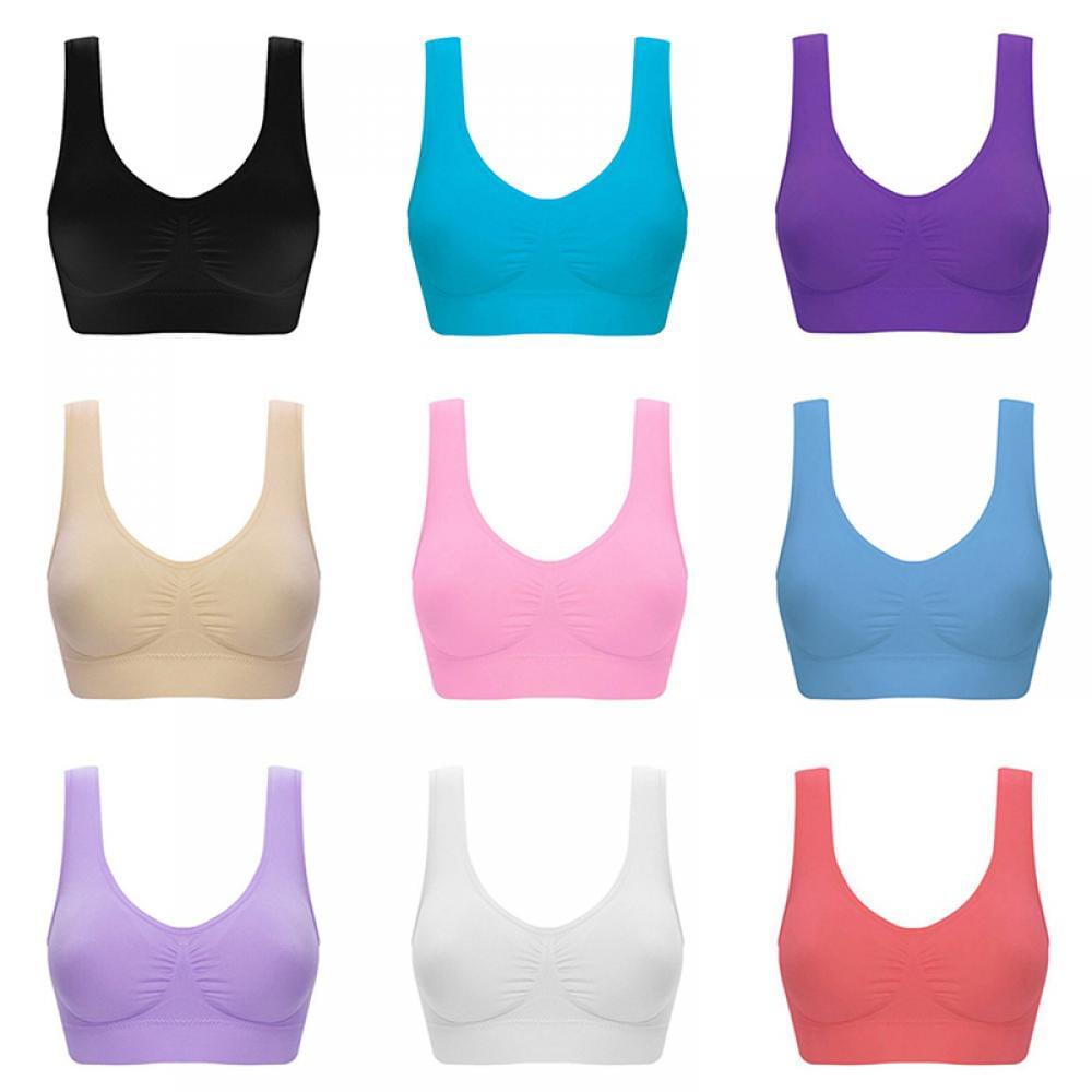 Greyghost 1Pc Women's Sports Bras Fitness Running Quick-dry Yoga Workout  Crop Tank Top Thin Strap Padded Gym Tops Breathable Athletic Bra Gray XL 