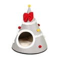 thumbnail image 2 of Christmas Tree Cat Bed with Bow - Winter Warm House for Cats, Soft Enclosed Sleeping House with Removable Cushion Non-Slip Base, 2 of 7