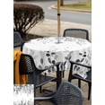 thumbnail image 5 of Outdoor Tablecloth with Umbrella Hole for Patio/Picnic/Party/Camping, Grey Waterproof Table Cloth Square Cover Washable, Eucalyptus Leaves (60"x 60"), 5 of 8