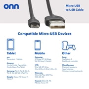 onn 3ft Micro-USB to USB Charging Cable, Black