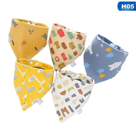 

HitUpon 5-Pack Baby Bandana Bibs Baby Girl Bibs for Drooling and Teething Super Absorbent Bibs Baby Shower Gift