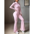 thumbnail image 4 of Women'S Y2K Athletic Yoga Pants Long Sleeve Jacket Two Piece Set Streetwear Casual Outfit Pink S, 4 of 9