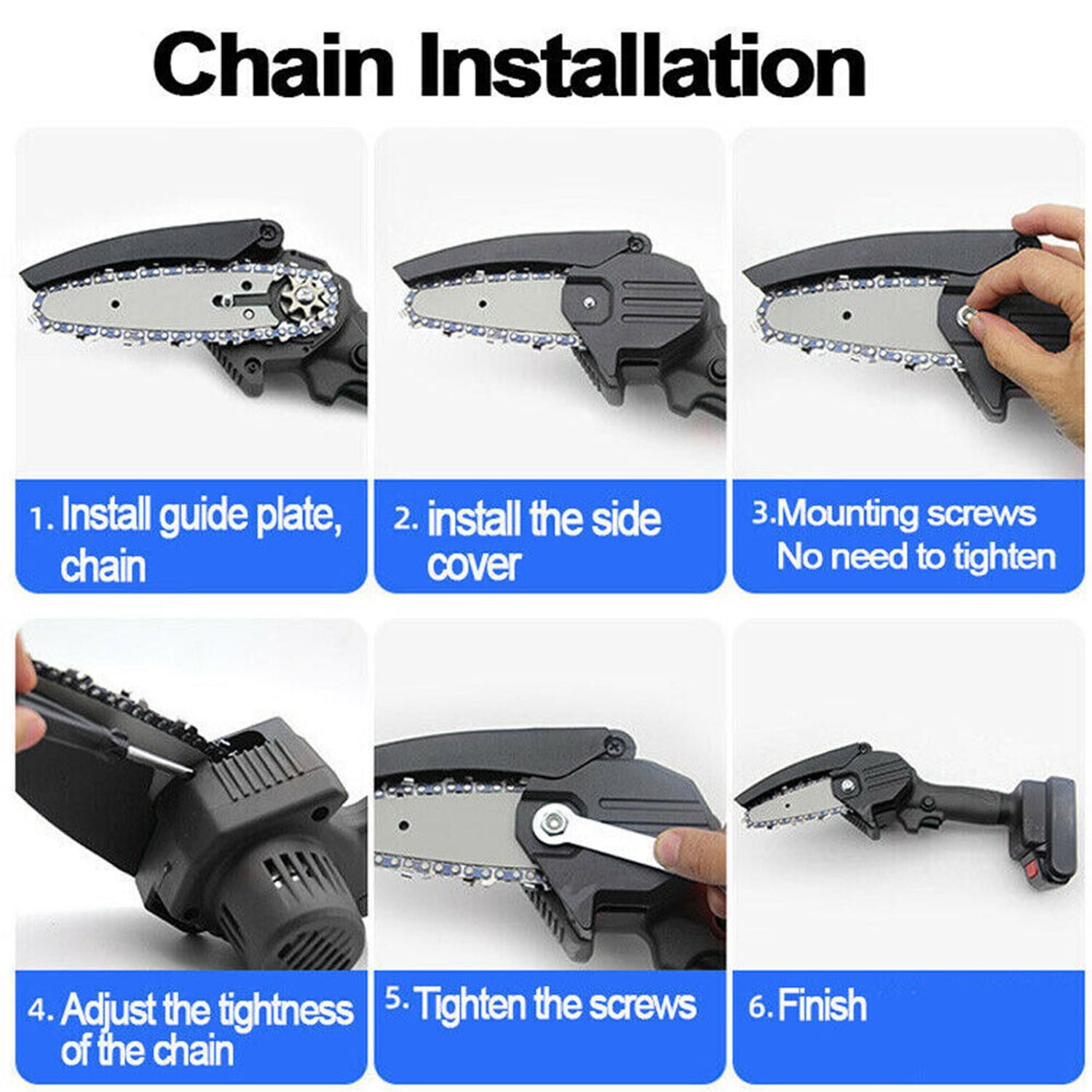 Mini Chainsaw Cordless 4 Inch 6 Inch with 2Pcs 21V Battery, Small Handheld Portable Saws Garden Tool for Wood Cutting Tree Branches Trimming