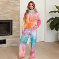 thumbnail image 4 of Xixirimido Colorful Tie-dye Print Women’s Sweatsuits 2 Piece Outfit Fall Fashion Airport Lounge Sets Long Sleeve Sweatshirt Wide Leg Sweatpants Plus Size Tracksuit, X-Large, 4 of 7
