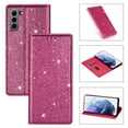 thumbnail image 1 of SaniMore Magnetic Flip Wallet Case for Samsung Galaxy S22 6.1", PU Leather Ultra-Thin Glitter Cover Buil-in Card Slot & Kickstand Shockproof Protective Shell for Samsung S22, Rose, 1 of 8