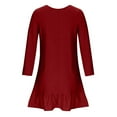 thumbnail image 4 of QQAMB Dresses for Women Plus Size Crewneck Solid Color Long Sleeve Pleated Thin Casual Loose Swing Dresses Wine 2XL, 4 of 6