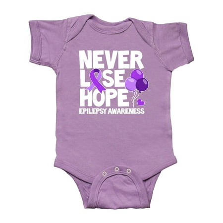 

Inktastic Never Lose Hope Epilepsy Awareness with Balloons and Purple Ribbon Gift Baby Boy or Baby Girl Bodysuit