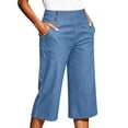 thumbnail image 3 of Oksale Denim Wide Leg Capris for Women Stretch High Waisted Jean Capri Pants with Pockets Loose Cozy Summer Vacation Outfits 2026 Light Blue M, 3 of 9
