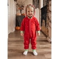 thumbnail image 4 of RUINIXCW Toddler Baby Girl Strawberry Costume Halloween Long Sleeve Hooded Jumpsuit, 4 of 8