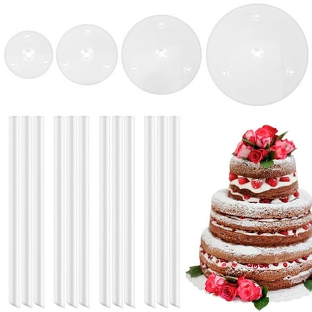 

ODOMY Cake Stand Multi-Tier Dessert Tower Reusable Cake Plate Supports with 12 Plastic Pillars Cake Stand Decoration for Birthday Party Wedding Baby Shower (4/6/ 8/10 Inches)