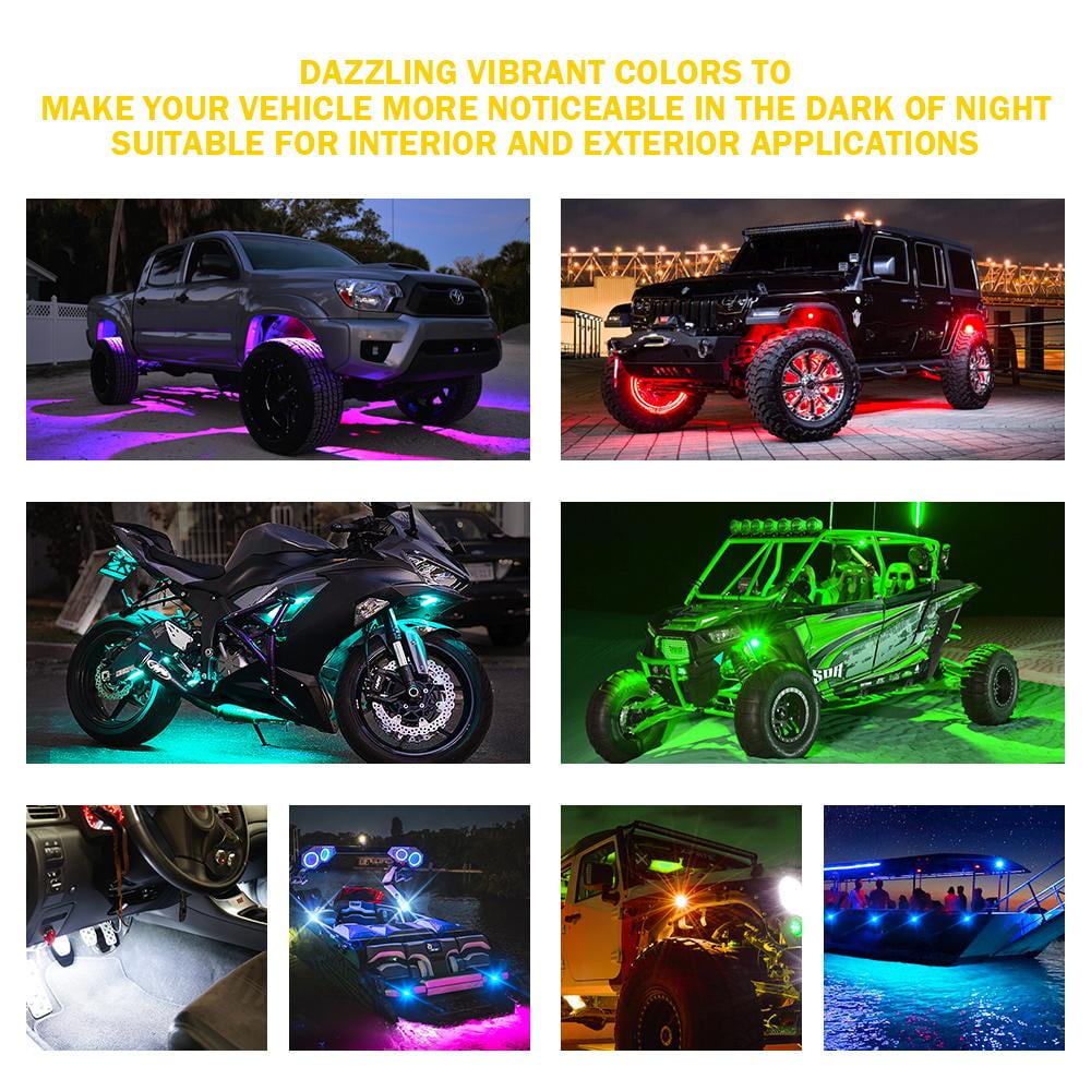 Xprite Universal RGB + Pure White LED Rock Lights Truck Bed Lighting Neon Light with Bluetooth and Remote Control Fits select: 1975-2022 FORD F150, 1999-2022 CHEVROLET SILVERADO