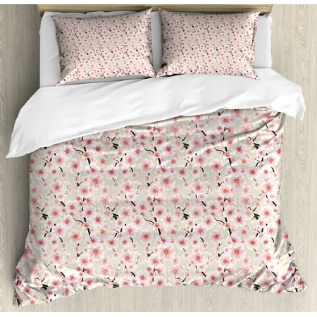 Cherry Blossom King Size Duvet Cover Set Japanese Flowers