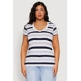 thumbnail image 2 of Womens Plus Size Striped V Neck Tee, 2 of 5