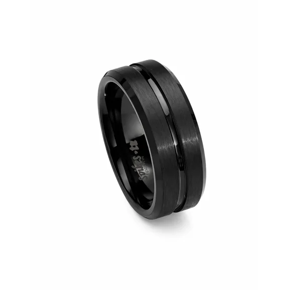 Brushed Black Tungsten Wedding Band Ring Men's Jewelry | Width 6mm Size 8