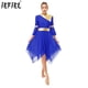 thumbnail image 2 of Vestido de baile lírico de Ballet litúrgico para mujer, cuello simulado, manga 3/4 acampanada, dobladillo asimétrico, disfraces de actuación de baile y coro, 2 of 5