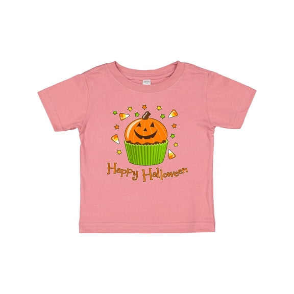 Inktastic Happy Halloween- cute pumpkin cupcake Boys or Girls Baby T-Shirt