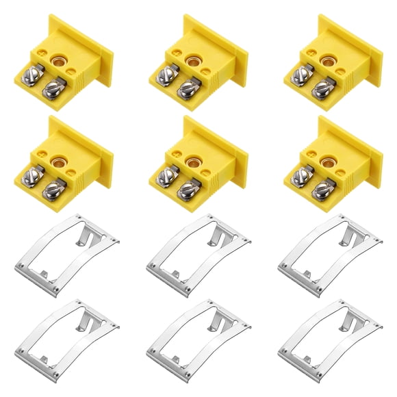 Uxcell K Type Panel Mount Thermocouple Female Mini Socket High Temp 220C for Wire Connectors Male Plug Yellow 6pcs