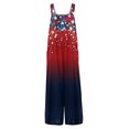 thumbnail image 5 of JULMCOMO American Flag Jumpsuits for Women Independence Day Cotton Linen Summer Patriotic Rompers 250th Year Wide Leg Sleeveless Stars Stripes Pants with Pockets Deep Red S, 5 of 6