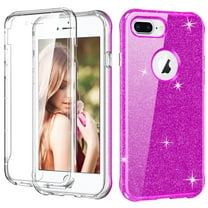 Hot Pink Glitter Case for iPhone 6 7 8 PLUS with Built-in Screen Protector Slim Full-Body Stylish Protective Cover 6.1'' Anti-Scratch Anti-Finger for Women & Girls 2019 Release
