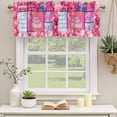 thumbnail image 2 of Happy Birthday Curtain Valances for Windows, Kitchen Valance Window Treatments Panel 2 Pack, Pink Balloons Bows Polka Dot Cakes Rod Pocket Short Curtains for Bathroom Bedroom 42 x 18 Inch, 2 of 8