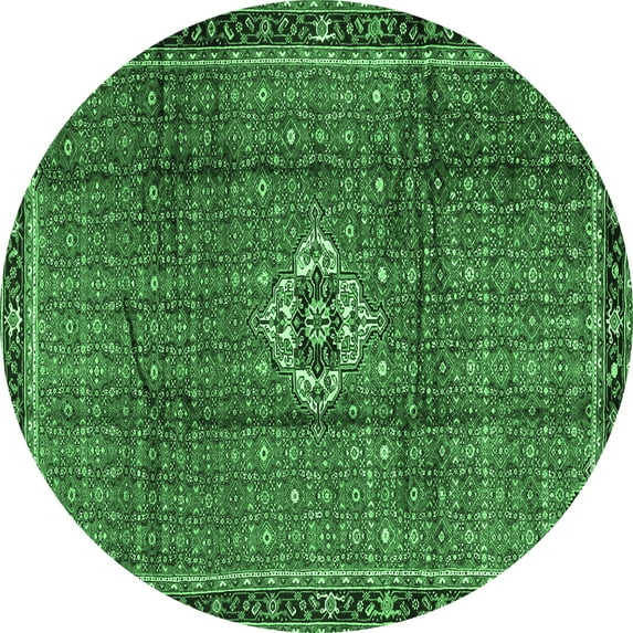 Ahgly Company Indoor Round Persian Emerald Green Traditional Area Rugs, 7' Round
