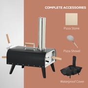 Outsunny Outdoor Pizza Oven with Stone, 12 Wood Fired Pizza Maker